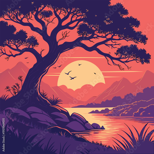 sunset in the mountains