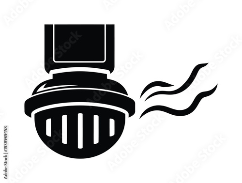 Vector of a surveillance camera with heat waves indicating motion detection