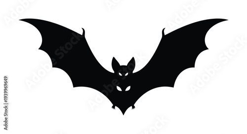 Vector of a bat in flight with outstretched wings and silhouette design
