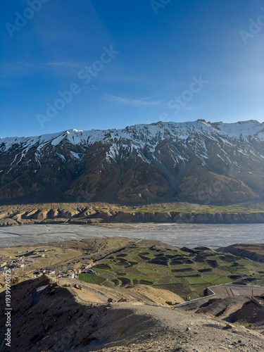 Picturesque view of the Key Gompa Monastery (4166 m) at sunrise. Spiti valley, Himachal Pradesh, India.