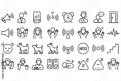 Speaker Radio Signal and Headphones Vector Icons for Audio Design