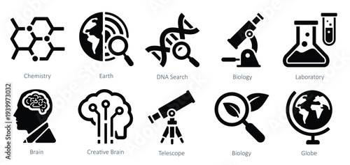 set of school and education icons as dna search