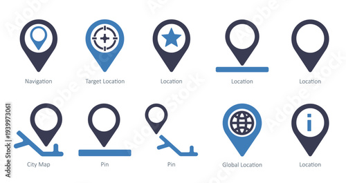 set of navigation icons as location navigation targe