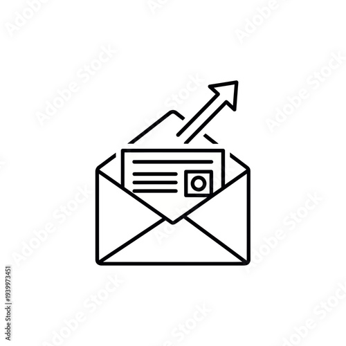 Sending document with rising success arrow