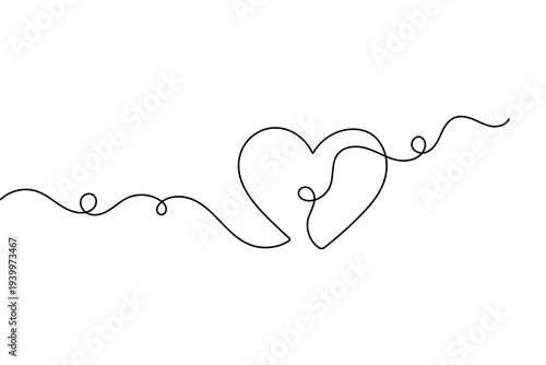 Love shape continuous one line drawing minimalist style isolated outline vector illustration
