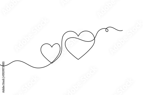 Love shape continuous one line drawing minimalist style isolated outline vector illustration
