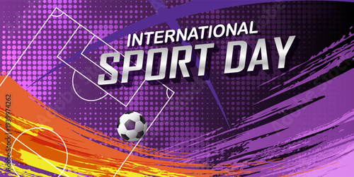 Sports Background Vector. International Sports Day Illustration. Graphic Design for the decoration of gift certificates, banners, and flyer. Vector graphic design