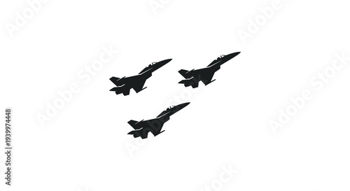 Four military fighter jets soar across a white background leaving vapor trails a striking silhouette