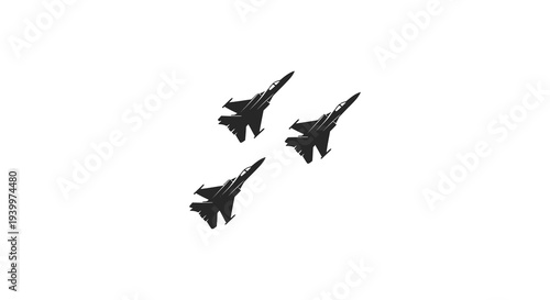 Four fighter jets soaring through the sky leaving vapor trails in a dynamic silhouette high quality
