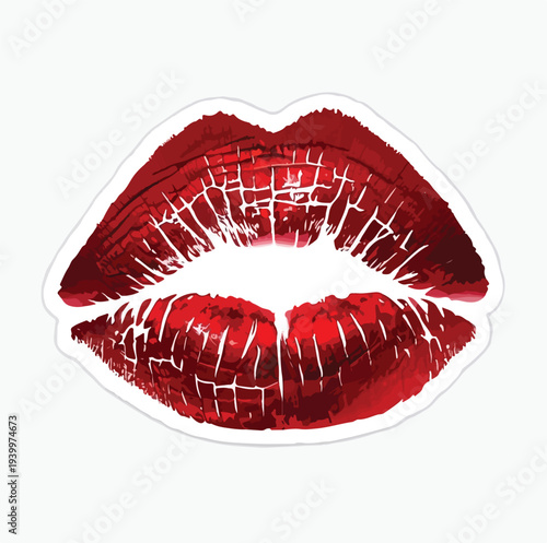 A vibrant and glossy red lipstick kiss print showcasing sensual beauty and glamorous style, perfect for fashion and romance themes.