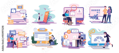 website developer flat style illustration design