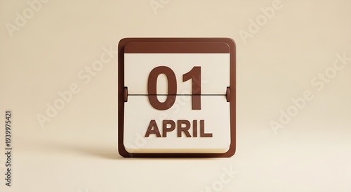 A simple flip calendar showing the date April 1st, a common date for pranks and lighthearted jokes around the world