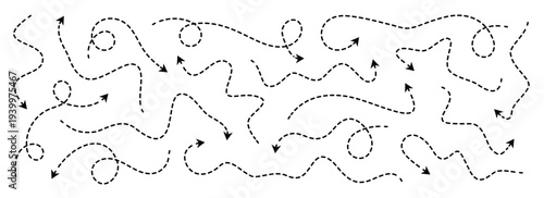  various dotted thin arrow set wavy and curved dashed