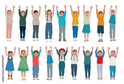 children with arms raised colorful illustration the concept 