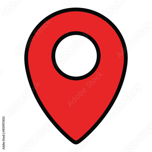 Free Download Red map location pin icon with black outline and white center icon - GFXLoad
