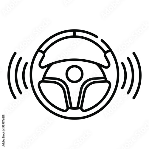 Steering wheel with motion lines indicating movement and speed control icon