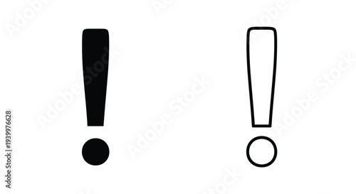 Two exclamation point symbols one filled and one outlined are shown