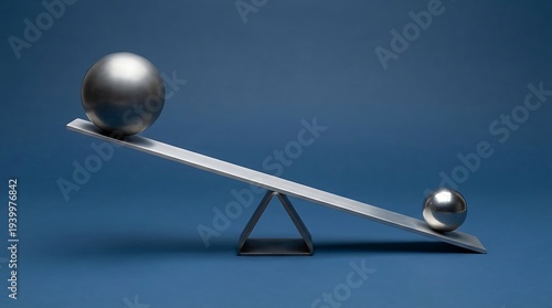 Balancing act with large and small metal spheres on teeter totter
