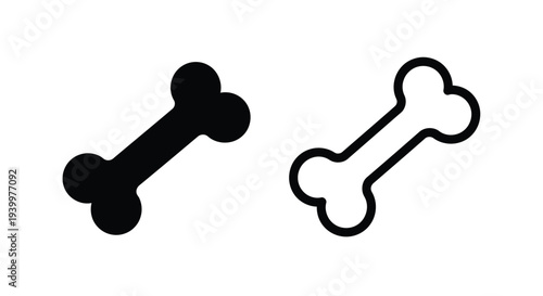 Two bone icons displayed a filled black shape and a white outline
