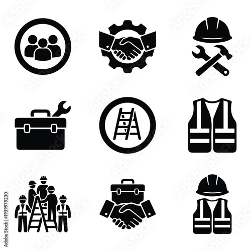 Construction and industry related icons for business and teamwork