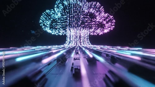 Digital cloud data transfer network communication technology abstract background
