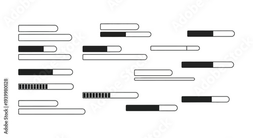A collection of horizontal loading bars in varying stages of completion a minimalist silhouette high quality