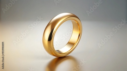 Floating Golden Ring On Light Background