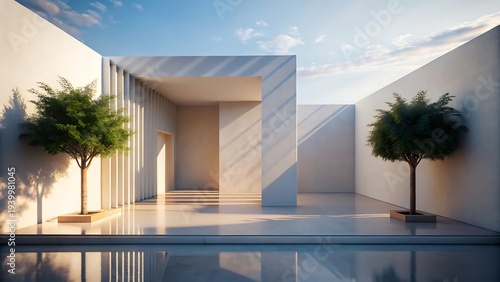 Minimal Architectural Scene With Soft Shadow