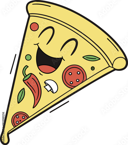 Vector smiling pizza slice illustration