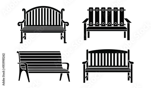 Four different black bench designs