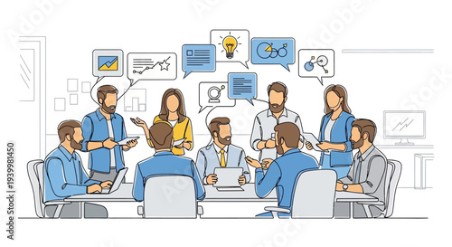 Business meeting brainstorming session with creative ideas.