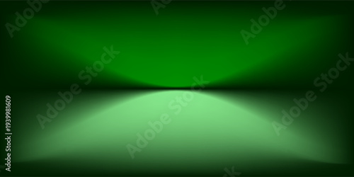 green background abstract with Gradient in empty room studio, green empty room studio gradient used for background, green background studio with shine use for product shooting. vector dynamic room