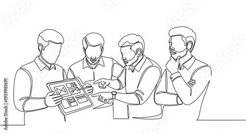 Businessmen discussing blueprint teamwork and collaboration.