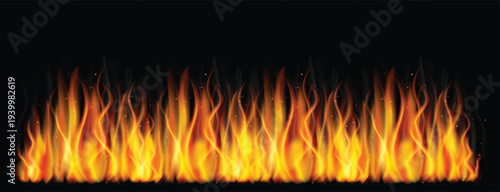 Realistic fire flames, vector.