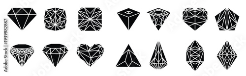 Set Diamond Shape Outline Black