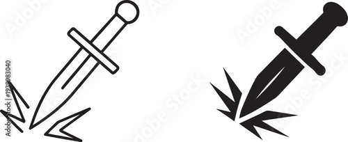 Stabbing attack with dagger flat vector icon for crime danger action game apps and websites.
