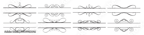 set of decorative scroll design elements