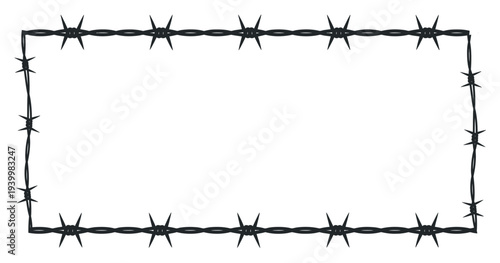 simple black barbed wire frame on white background