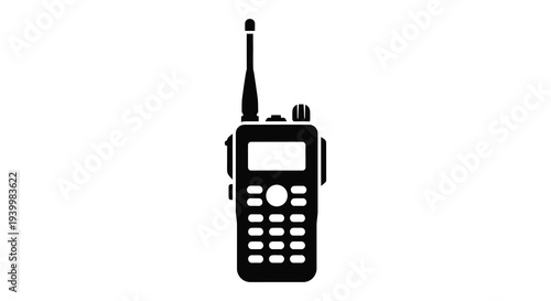 A stark black silhouette of a handheld radio showcasing its design and functionality silhouette high quality