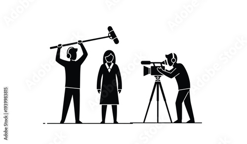 Film director and crew working together on a movie production set