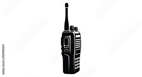 A striking black silhouette of a handheld walkie talkie showcasing communication technology silhouette high quality professional detailed
