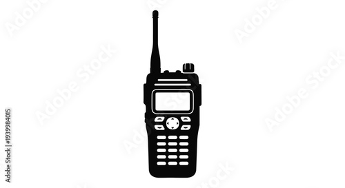 A stark black silhouette of a handheld walkie talkie showcasing its functional design silhouette high quality professional