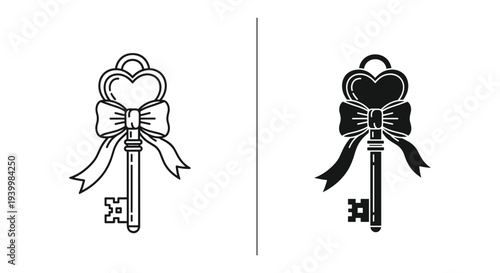 Vintage Keys with Heart-Shaped Ribbons