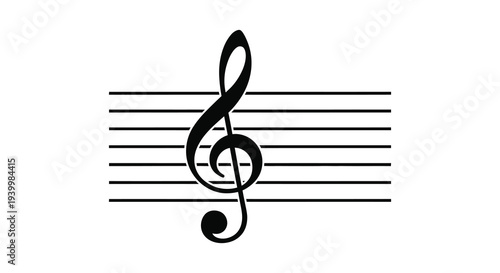 A black treble clef symbol rests on five horizontal lines a classic musical notation silhouette