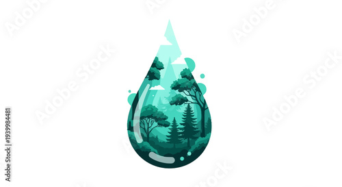 Teal water drop vector icon with splashes