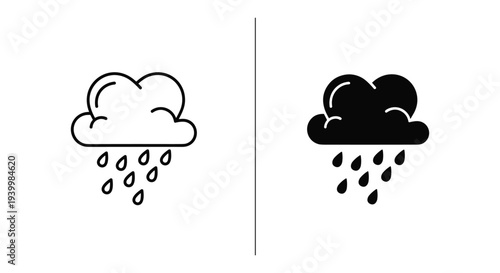 Rain cloud icons in outline and filled styles