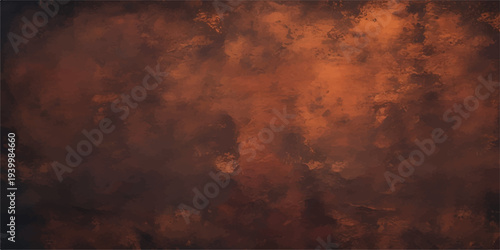 Dramatic old rusty metal texture set against a dark storm cloudscape and orange sunset light creates an abstract nature background