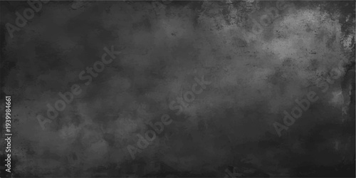 A dark vintage grunge paper texture featuring a rough gray wall pattern and a dirty black surface with subtle smoke and fog effects for an old textured backdrop