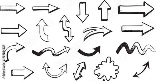 Various black and white arrows and directional symbols
