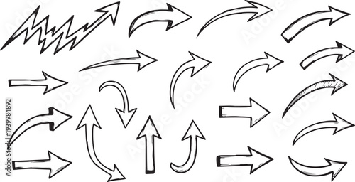 Various black and white arrows and lightning bolts